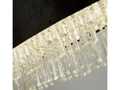 Searchlight Glamour Lámpara colgante ovalada de 8 luces Terciopelo negro, cristal transparente