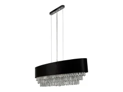 Searchlight Glamour Lámpara colgante ovalada de 8 luces Terciopelo negro, cristal transparente