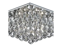 Searchlight Hanna 6 Light Square Ceiling Semi Flush Light Chrome med pyramidkristaller, G9