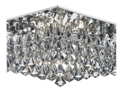 Searchlight Hanna 8 Light Square Ceiling Semi Flush Light Chrome med pyramidkristaller, G9