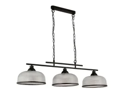 Searchlight Highworth Colgante de 3 barras de luz negro, vidrio estilo holofan