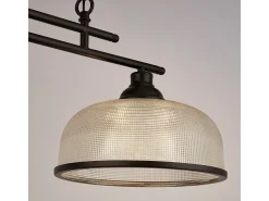 Searchlight Highworth Colgante de 2 luces negro, vidrio estilo holofan