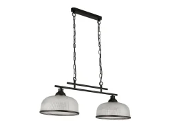 Searchlight Highworth Colgante de 2 luces negro, vidrio estilo holofan