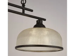 Searchlight Highworth Colgante de 2 luces negro, vidrio estilo holofan