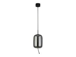 Searchlight Lisbon1 ljus LED-hänge, svart och rökt glas 2700K