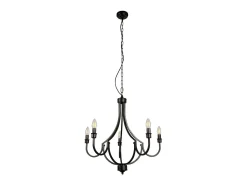 Searchlight Lodge Colgante de 5 luces de metal negro.