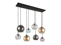 Searchlight Mardi Gras IIMardi Gras 8 Light Bar Pendel Matt Black, Color Glass Shades