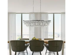 Searchlight MICHELLE 5 ljus krom oval takstngshnge med glaskulor