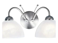 Searchlight Milanese 2 ljus inomhusglas vgglampa satin silver, E14