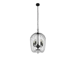 Searchlight Shower5 ljus hänge, svart finish, metall, klar kristall
