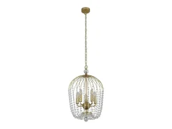 Searchlight Shower5 ljus hänge, guldfinish, metall, klar kristall