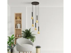 Searchlight Signal Colgante de 5 luces, multicolor, negro, metal dorado