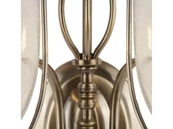 Searchlight Silhouette 2 ljus inomhus vgglampa antik mssing med frade glasskrmar, E14