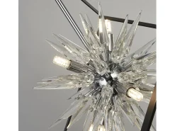 Searchlight Stellar6 Light Spike Ball Pendel, Matt svart ram, Kristallglas