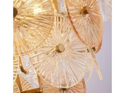 Searchlight Wagon Wheel Colgante 9 Luces Bronce Vidrio Ámbar