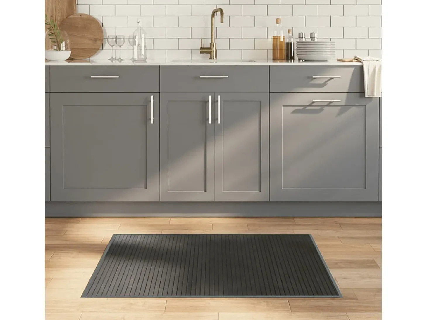 Senad Alfombra rectangular bambú gris 70x100 cm