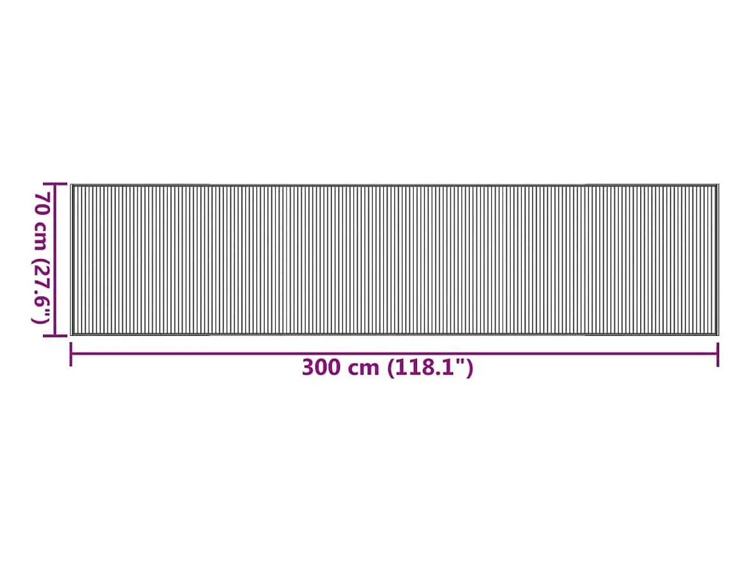 Senad Alfombra rectangular bambú negro 70x300 cm
