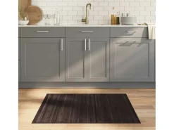 Senad Alfombra rectangular bambú marrón oscuro 80x100 cm