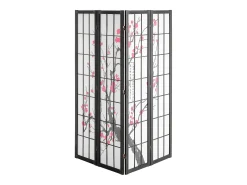 Separador de Ambientes SucceBuy, Separador de Ambientes Japonés con 4 Paneles con Motivos de Flores de Cerezo, de Madera, Gira 360°, para Separar Habitaciones