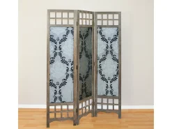 Separador de habitación 170x120x2 cm Marrón Gris con patrón