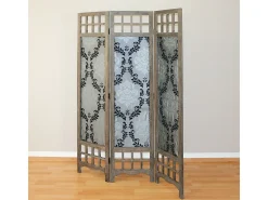 Separador de habitación 170x120x2 cm Marrón Gris con patrón