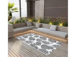 Seran Alfombra de exterior ARAKIL blanca y negra 190x290 cm PP