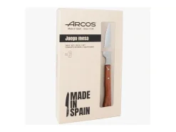 Set 6 Pzas. Cuchillo chuletero madera de haya comprimida filo perlado 110 mm