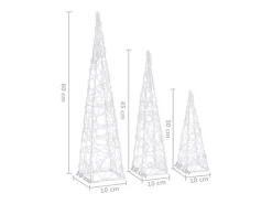 Set cono luz LED decorativo acrílico blanco frío 30/45/60cm