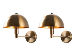 Set de 2 apliques de pared con forma de champiñón de metal con efecto latón - H. 29 x D. 20 cm - ELDO