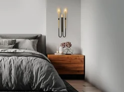 Set de 2 apliques de pared estilo candelabro de metal - Dorado y negro - Alt. 58 cm - OVYLA