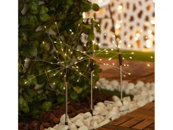 Set de 3 Pinchos LED Exterior Solar Diente de Leon 3000K Blanco Cálido