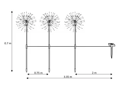 Set de 3 Pinchos LED Exterior Solar Diente de Leon 3000K Blanco Cálido