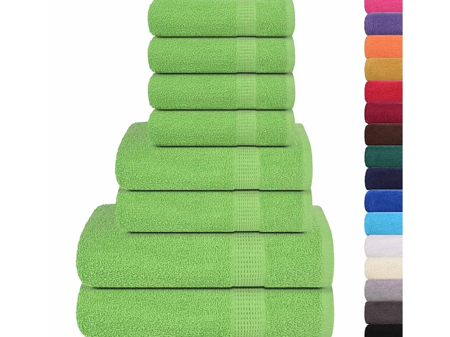 Set de 8 toallas Ariel 360 gramos verde algodón