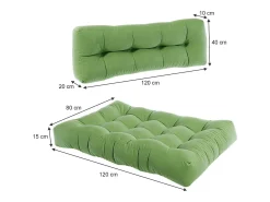Set de cojines para paletas verde 120x15x80 flocken