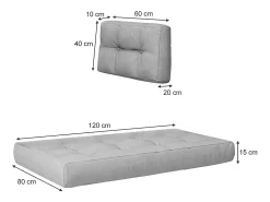 Set de cojines para paletas gris 120x80x15