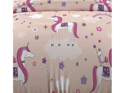 Set de funda nórdica 120x150 cm LISOcornios rosas, 100% algodón 57 hilos/cm2
