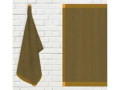 Set de paños de cocina de algodón KENT antracita y amarillo, por Soleil d'Ocre