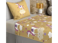 Set de sábanas 180x290 cm LISOcornios amarillos, 100% algodón 57 hilos/cm2