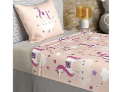 Set de sábanas 180x290 cm LISOcornios rosa, 100% algodón 57 hilos/cm2