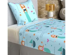 Set de sábanas 180x290 cm SIRENES azul, 100% algodón 57 hilos/cm2