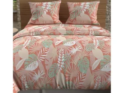 Set funda nórdica de algodón 57 hilos 240x220 cm TANZANIA coral