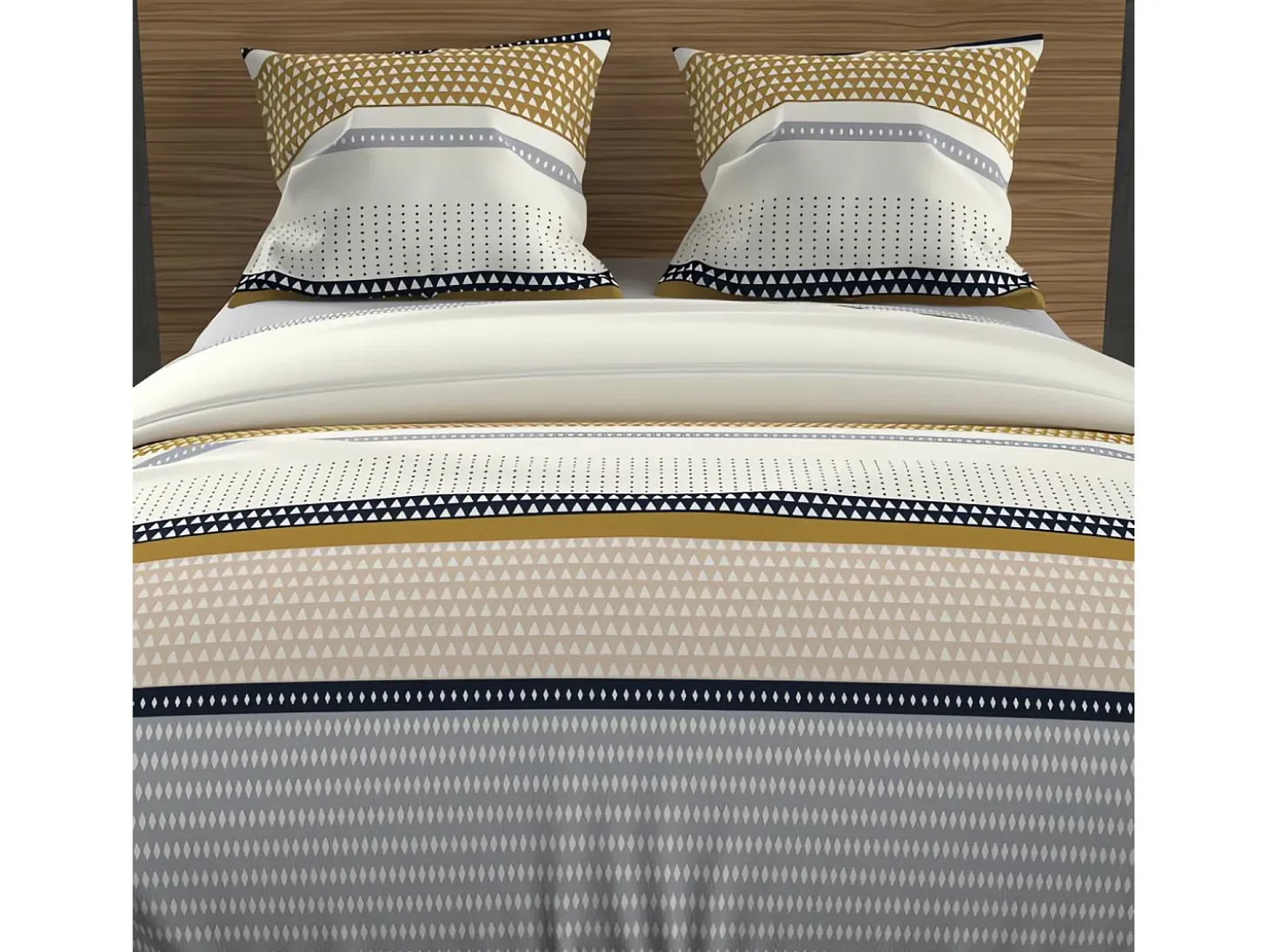 Set funda nórdica de algodón 57 hilos 240x220 cm THALES mostaza