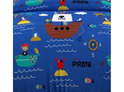 Set funda nórdica 140x200 cm PIRATAS azul, 100% algodón 57 hilos/cm2