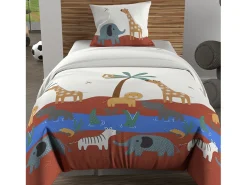 Set funda nórdica 140x200 cm SAVANE Ladrillo, 100% algodón 57 hilos/cm2