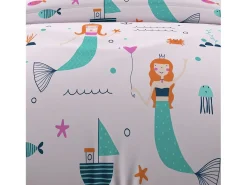 Set funda nórdica 140x200 cm SIRENES rosa, 100% algodón 57 hilos/cm2