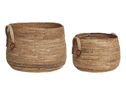 Set van 2 AOSTA opbergmanden – Natuurlijke jute met leren handvatten