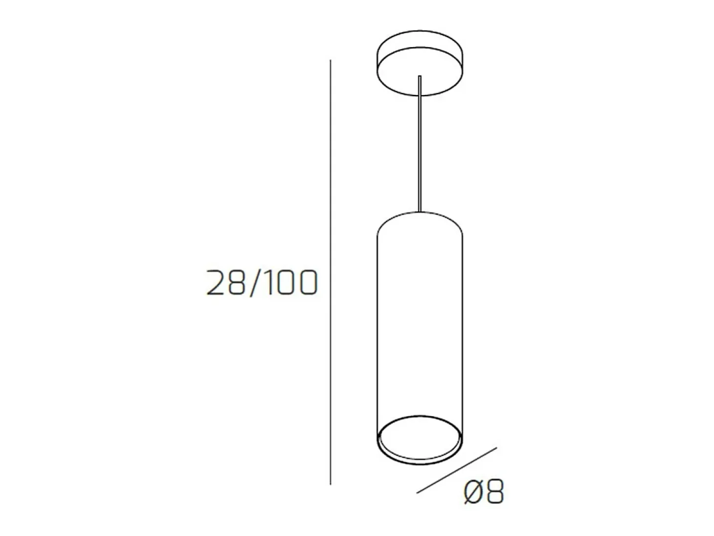 Shape Sospensione Tubo H.25 1 Luce Grigio