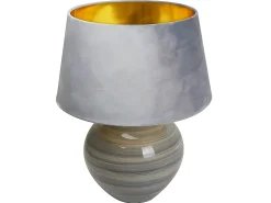 Sobremesa Con Pantalla Terciopelo Gris Modelo Betta Gris Brillo 58 Cm