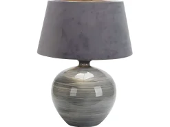 Sobremesa Con Pantalla Terciopelo Gris Modelo Betta Gris Brillo 58 Cm