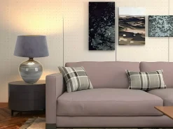Sobremesa Con Pantalla Terciopelo Gris Modelo Betta Gris Brillo 58 Cm